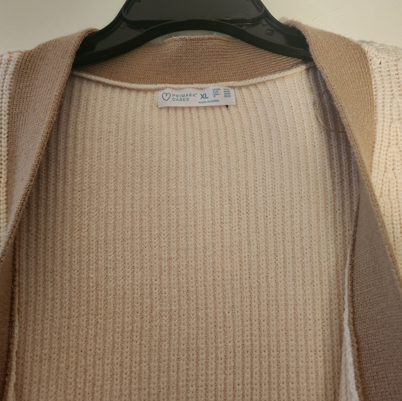 Primark Cream & Tan Colorblock Ribbed Cardigan - Picture 3 of 3